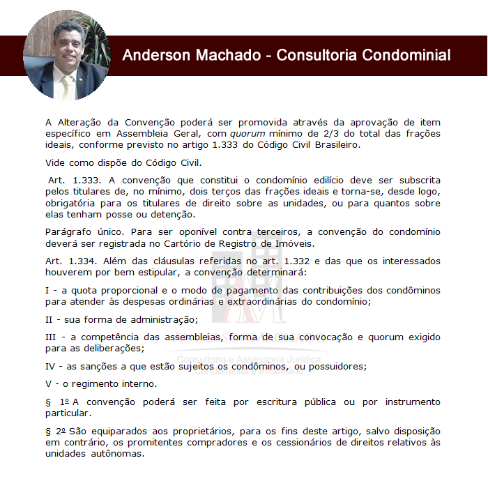 Síndico Profissional, como pode ser alterada a Convenção de Condomínio