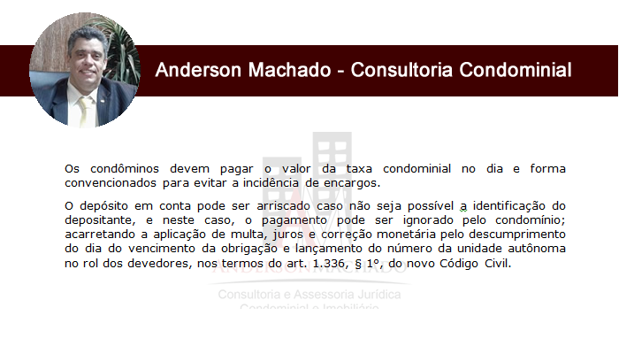 Síndido Profissional é possível efetuar o pagamento da taxa condominial através de depósito na conta